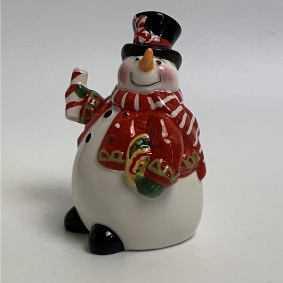 Fitz And Floyd Sugar Coated Christmas Salt Pepper Shakers Snowmen 2008 - Picture 7 of 8